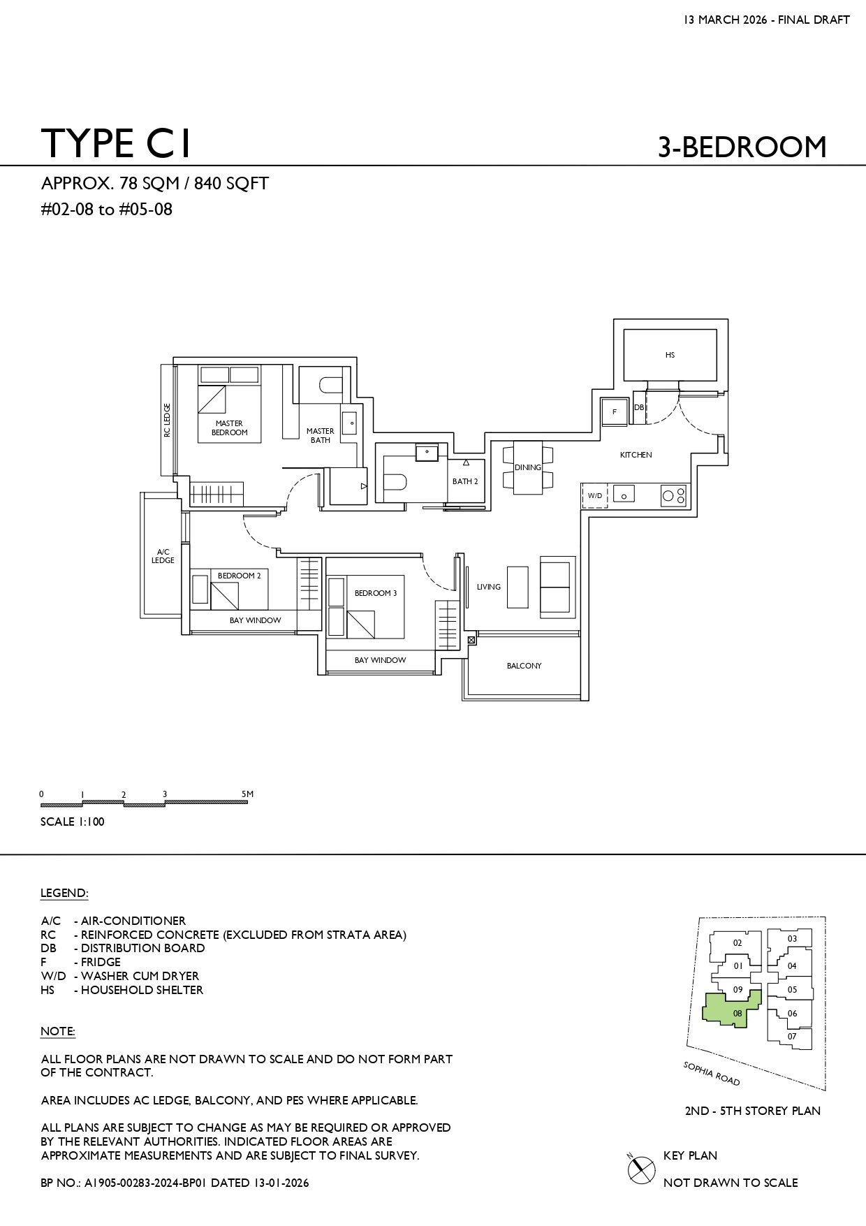 Sophia Meadow Type C1 3-Bedroom floor plan